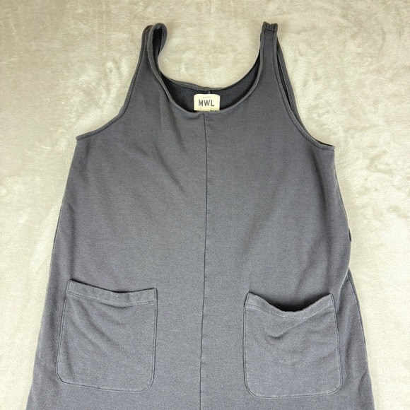 Madewell MWL Women Superbrushed Jumpsuit M Gray Wide Leg Relaxed Cropped Boho - Picture 2 of 14